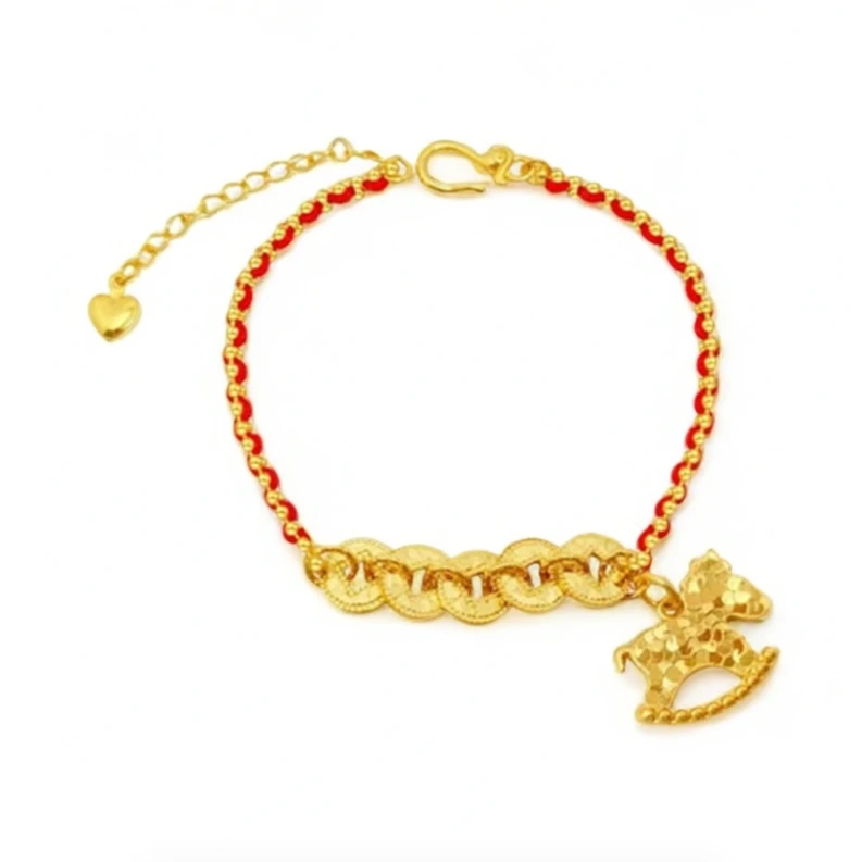 福韵天玺 铜合金手链 《玺系列》红绳五帝钱木马精致手链