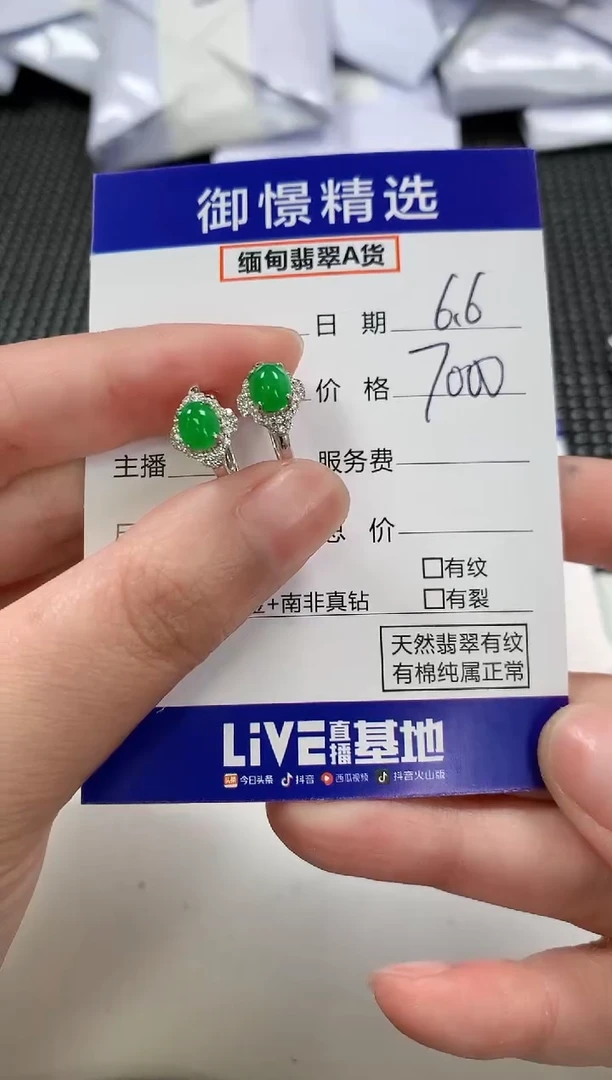 翡翠18K金镶嵌耳饰79