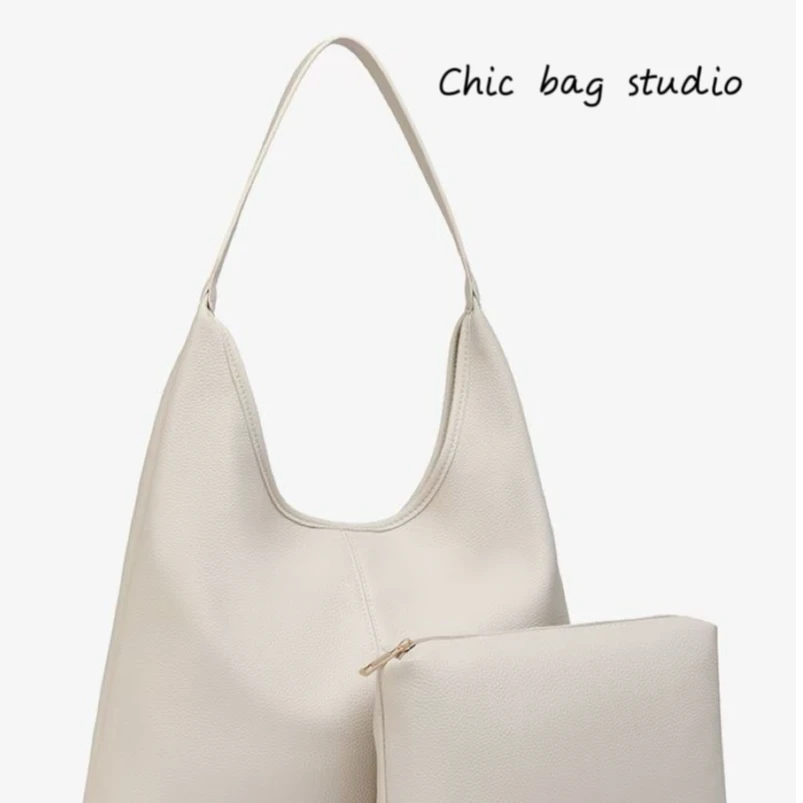 【ChicBag】磁扣托特包日韩单肩包褶皱牛皮包棕色休闲手拎包女士3