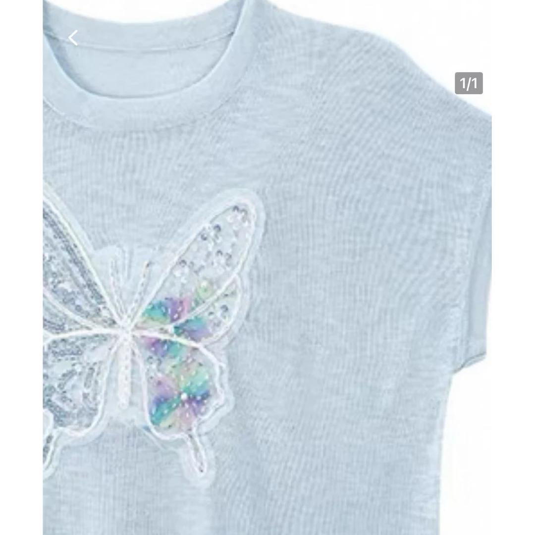 【Z42】DY诗语严选/春秋订制款蝴蝶亮片短袖FD06