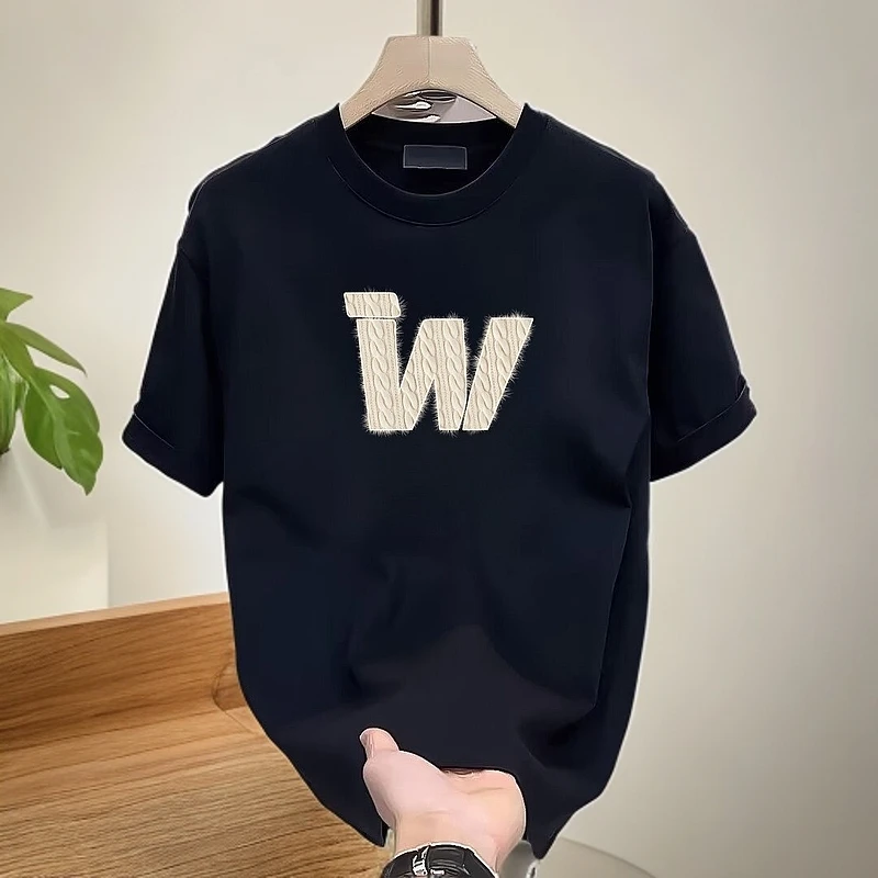 美式潮牌印花短袖字母t恤男夏季潮流圆领休闲半袖男士时尚打底T恤