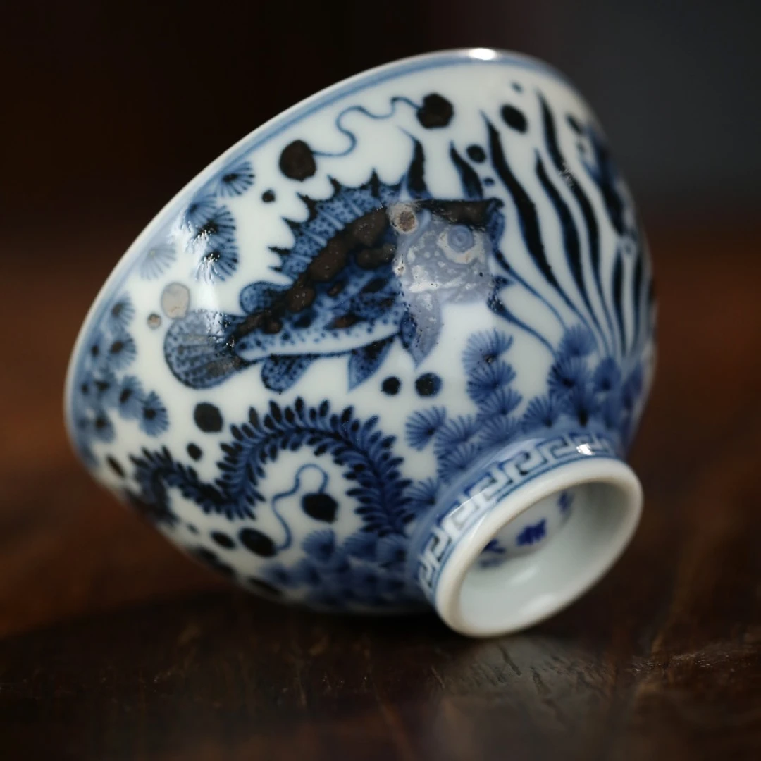 【小乔赏瓷】景德镇手工手绘柴窑布一窑鱼藻主人杯