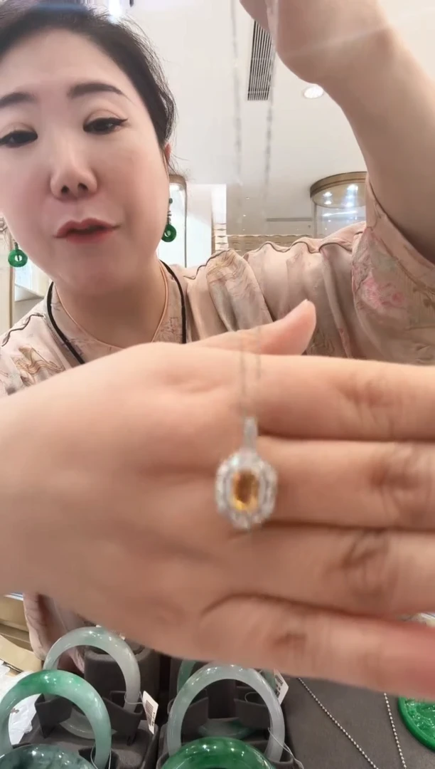 银S925镶嵌颈饰黄晶-75-黄水晶