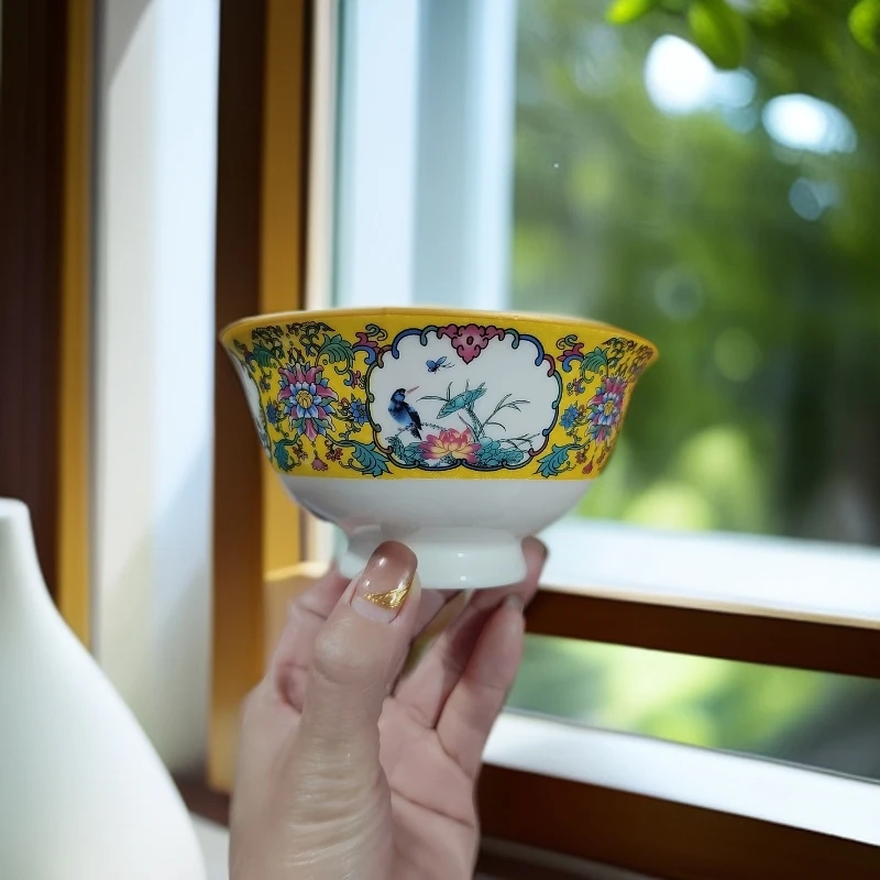 当代 景德镇珐琅彩四面开窗4.5英寸米饭碗一个发231