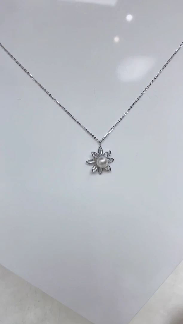 海水珍珠银S925镶嵌颈饰海水珍珠项链