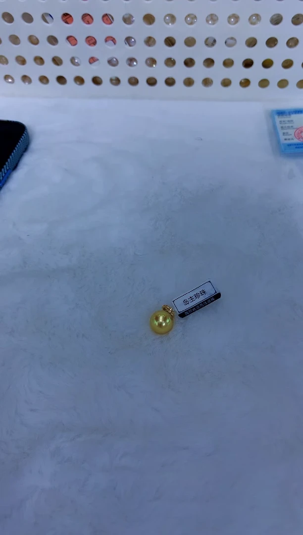 18K金镶嵌饰品海水珍珠12-13金珠可掰扣吊坠