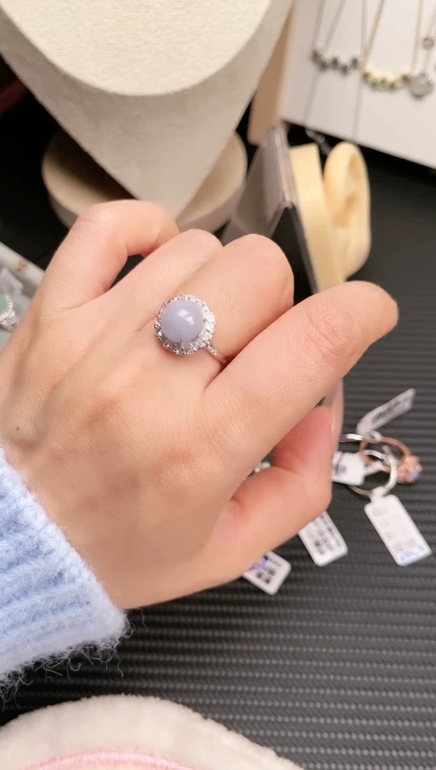 【闪购商品】翡翠戒指银S925镶嵌戒指19