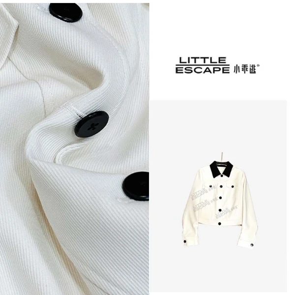 小乖逃休闲时尚小个子白色外套小香黑色领POLO领百搭款N95193