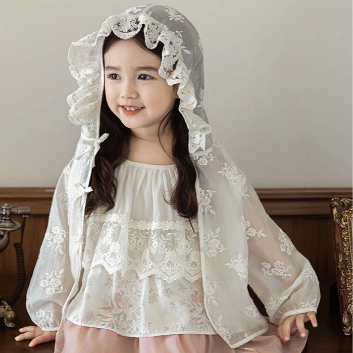 童装女童2025新款夏装女宝宝洋气百搭防晒衣小女孩蕾丝开衫外套