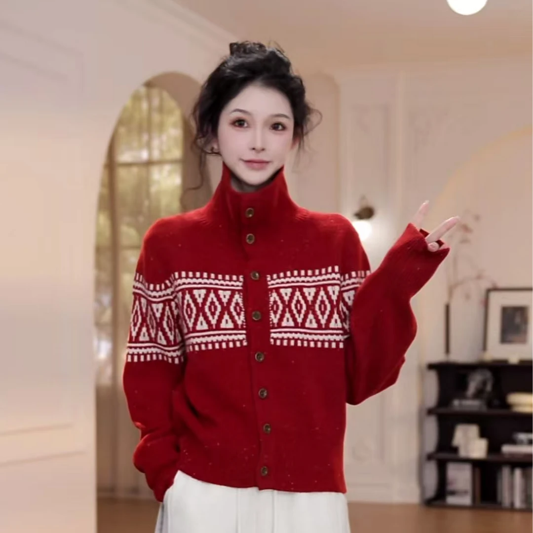 【YANYAN】高领提花毛衣女秋冬慵懒风长袖针织衫YY-9354