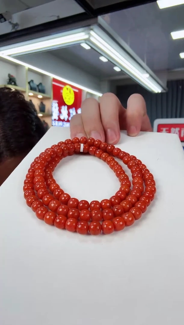未镶嵌瓦西老型多圈7南红玛瑙一个/条