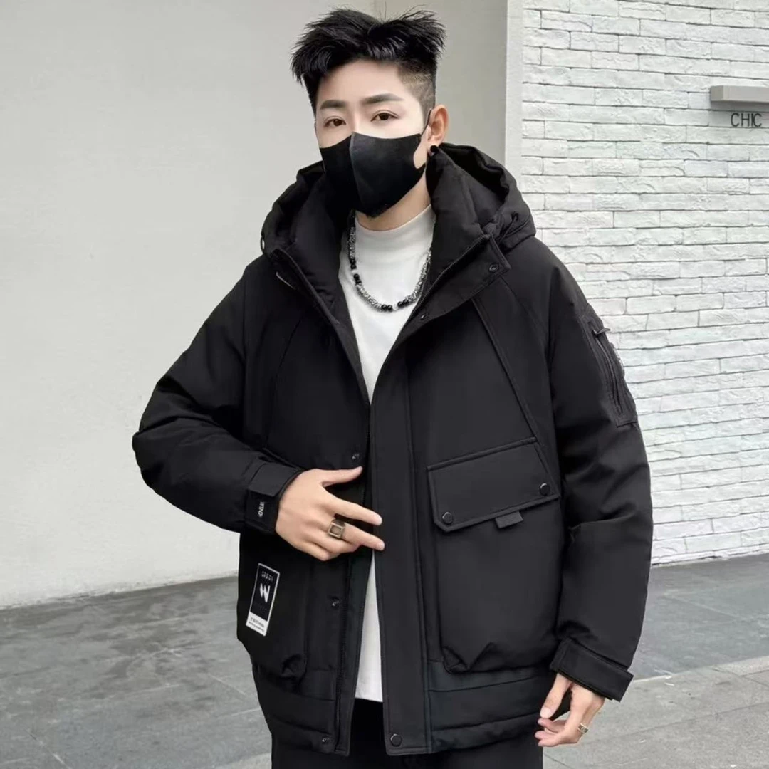 男士冬季新款连帽外套休闲时尚加厚百搭外套8802
