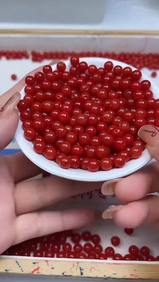 未镶嵌散珠南红玛瑙C536 柿子南红6mm30个5.8元