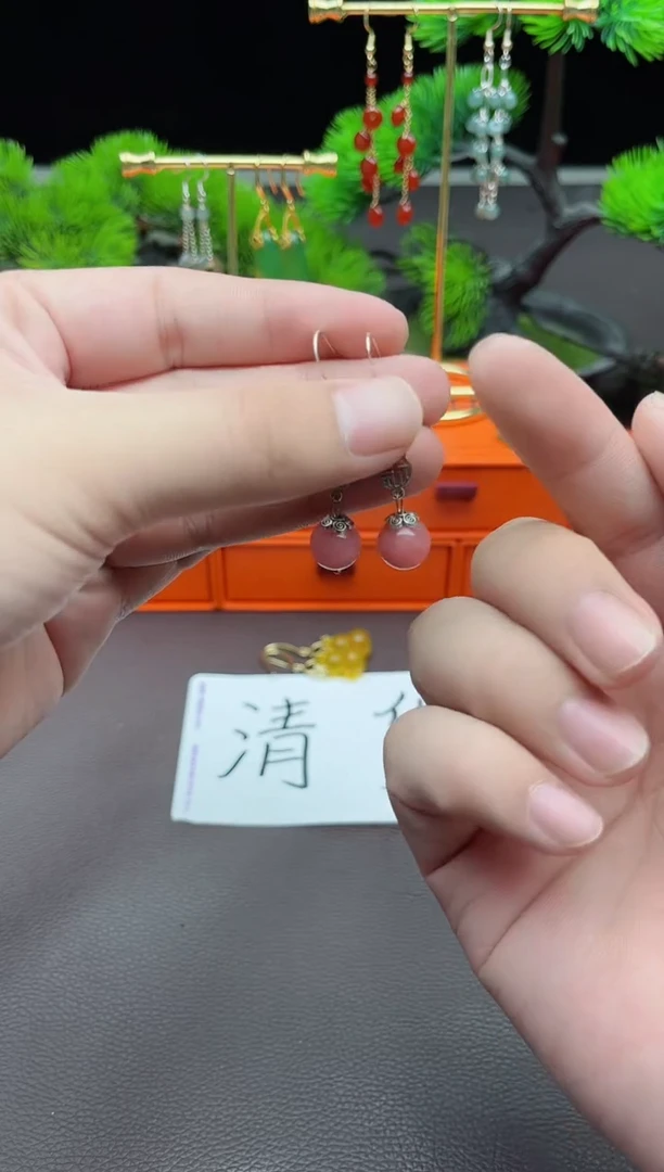 玛瑙/玉髓耳饰银S925镶嵌426000