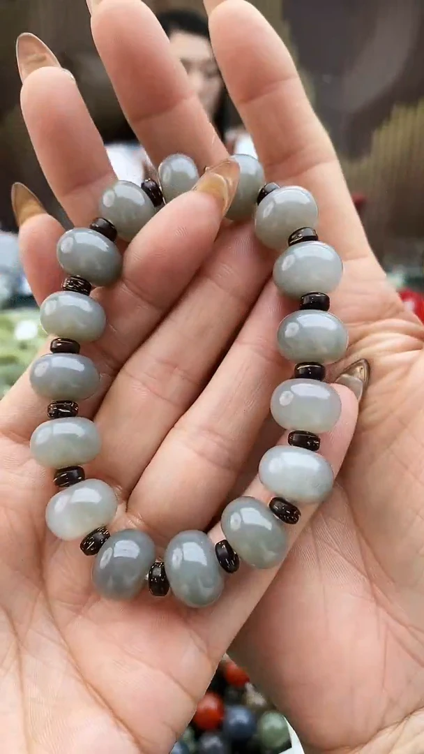 未镶嵌手串和田玉烟紫算盘珠14