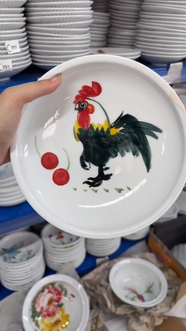 瓷片景德镇高温陶瓷食品级手绘釉中彩-大月亮盘