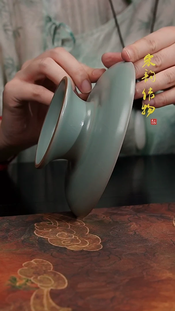 摆件微瑕清凉寺原矿釉高足盘