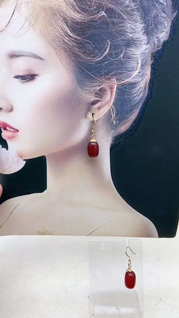 【闪购商品】南红玛瑙耳饰14K金镶嵌59号