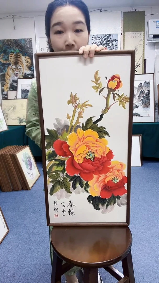 国画35*68实木画框顺丰包邮手绘