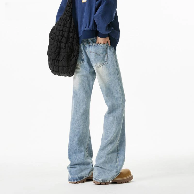 cleanfit微喇牛仔裤男2025春季新款美式高街水洗宽松直筒休闲裤子