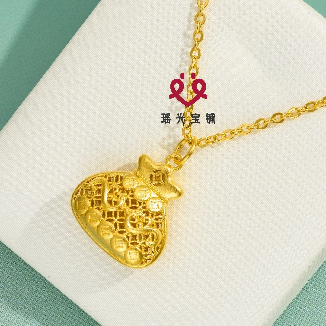 坠链均足银 招财福袋套链 新国风古法花丝转运纳福项链 时尚复古