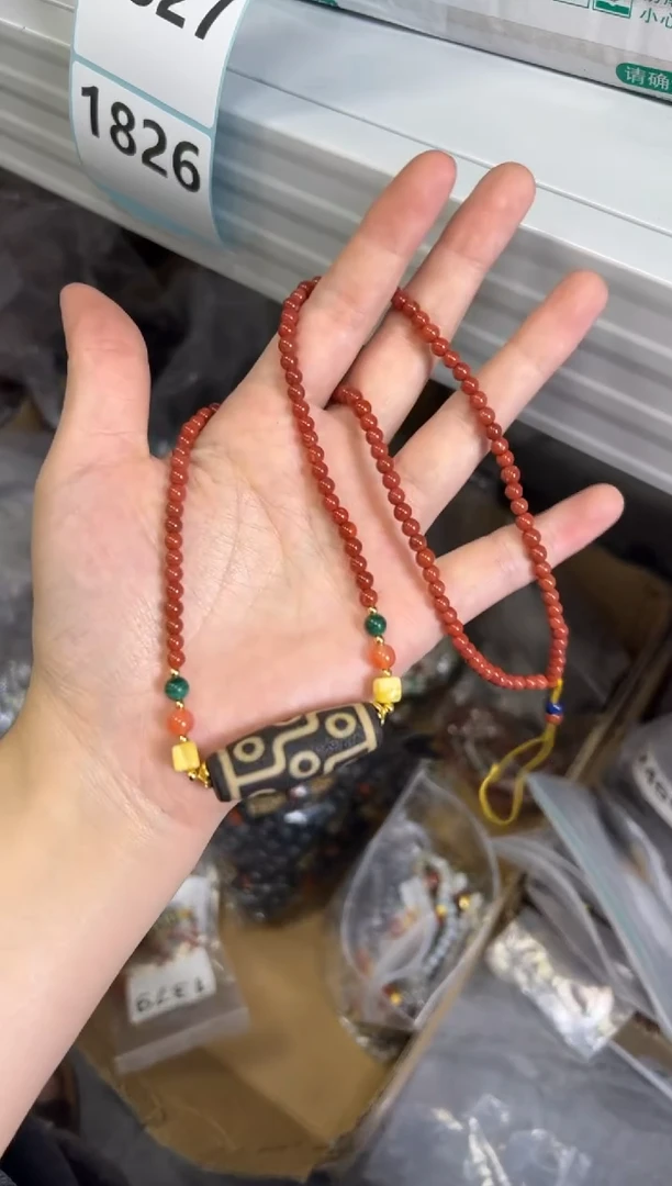 南红玛瑙未镶嵌颈饰南红玛瑙九眼珠项链[0702]