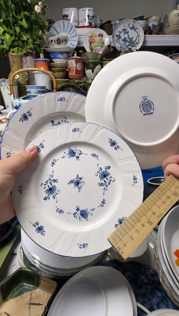 中古瓷器，默认微瑕-口径17.5，泽武贝壳的点心盘，048