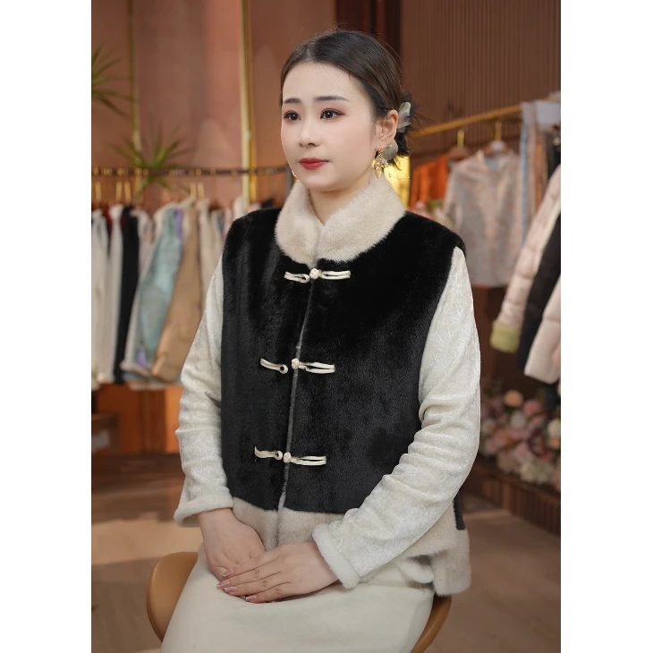 《青轩 -马夹》新中式国风休闲百搭高定毛毛保暖马甲