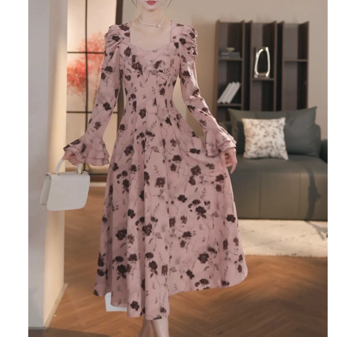 Meika-秋季长袖收腰新中式气质小众显瘦连衣裙-B9617Q