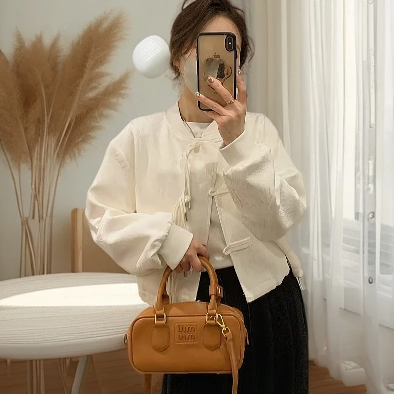 3907白色盘扣棒球服外套新中式国风宽松休闲上衣