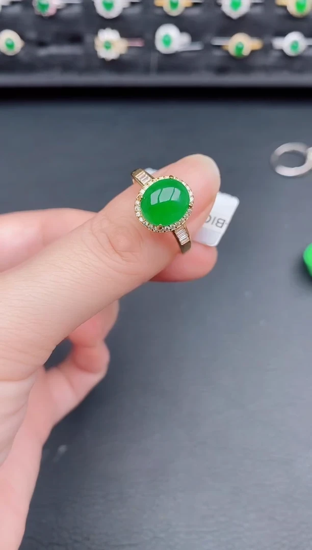 银S925镶嵌戒指翡翠天然a货翡翠32