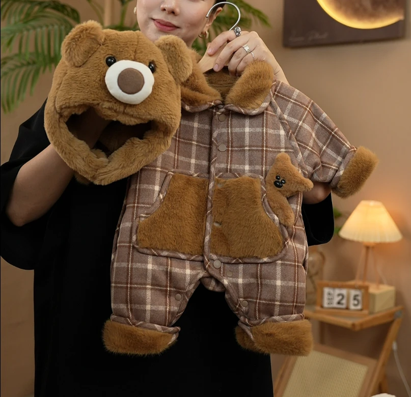 秋冬婴幼儿冬款连体衣儿童秋冬款毛毛衣宝宝加绒加厚保暖哈衣爬服