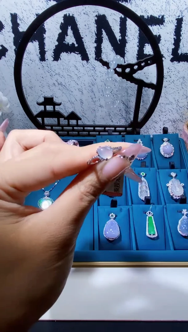 翡翠戒指银S925镶嵌天然a货翡翠