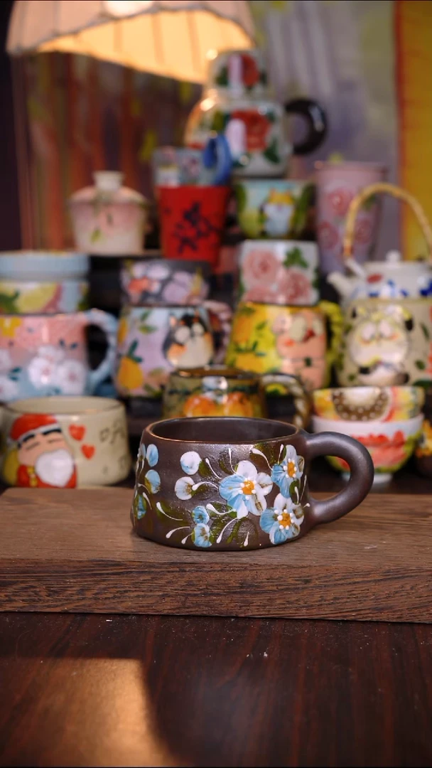 杯子陶泥垚手作 景德镇手工手绘陶瓷器物