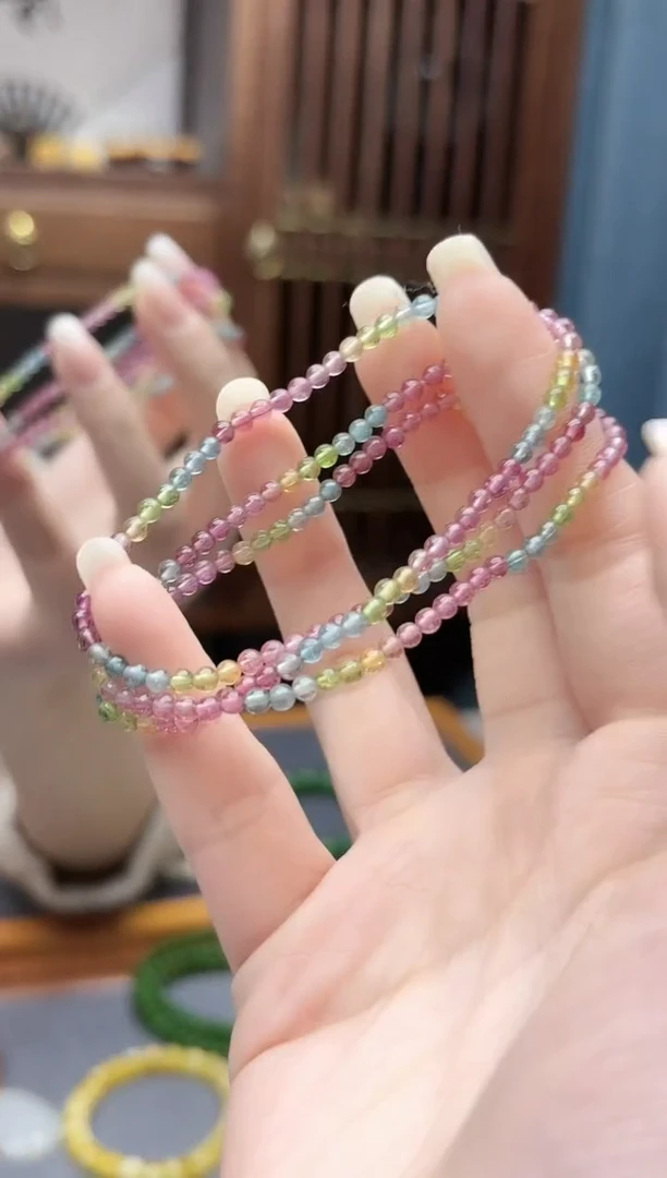 未镶嵌长串碧玺碧玺小米珠长串QJG