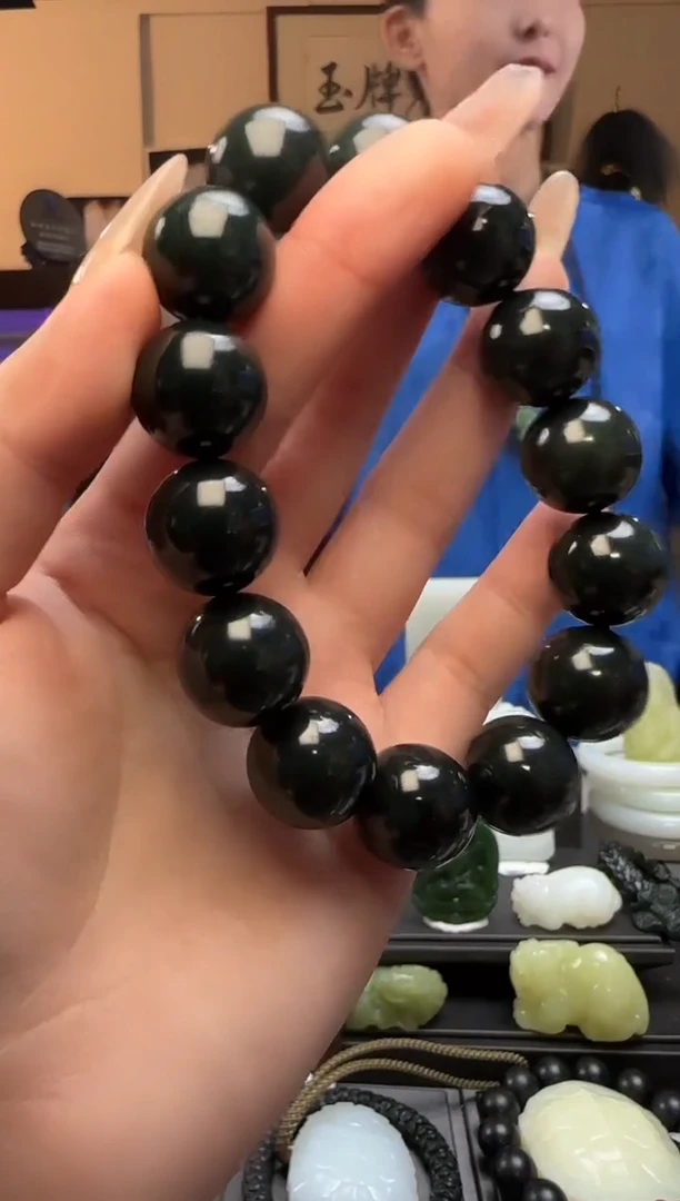 【闪购商品】和田玉青玉圆珠未镶嵌手串