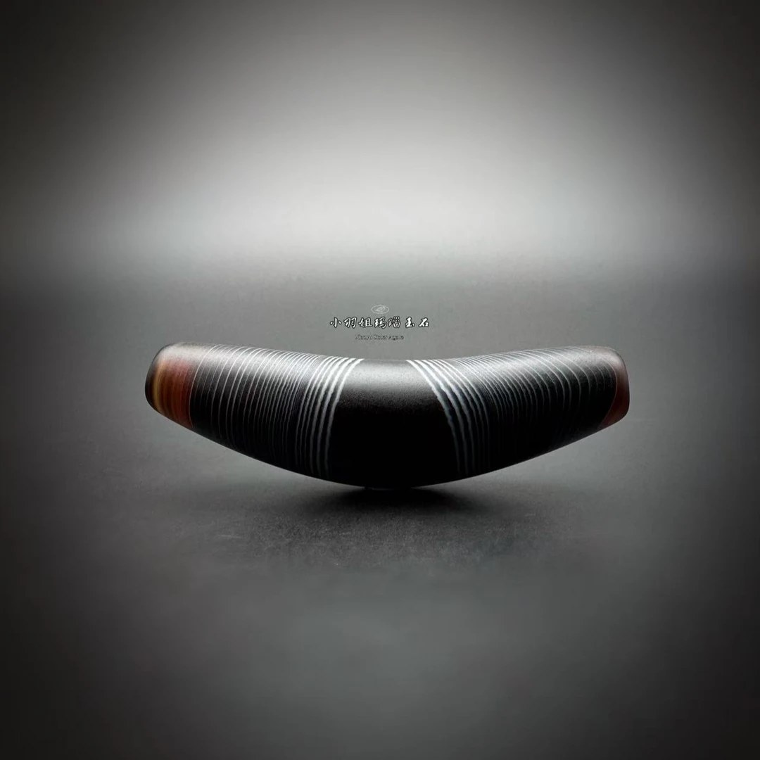 哑光天然缠丝玛瑙牛角珠黑牛角 尺寸 54*14.9