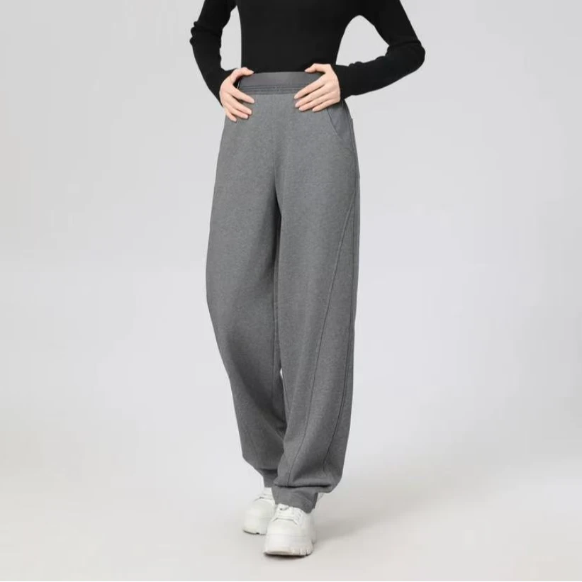 GIRDEAR/哥弟新款显瘦百搭时尚纯色宽松高腰休闲香蕉裤1100490