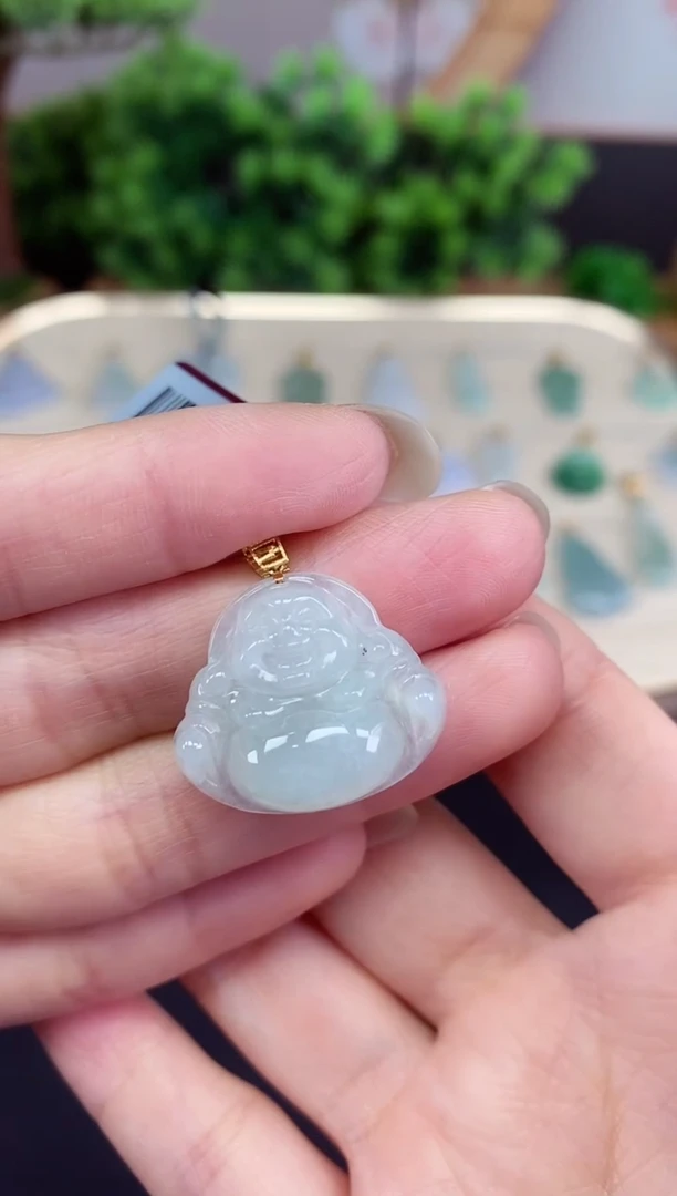 吊坠(不含链)18K金镶嵌翡翠佛公-@@CMT