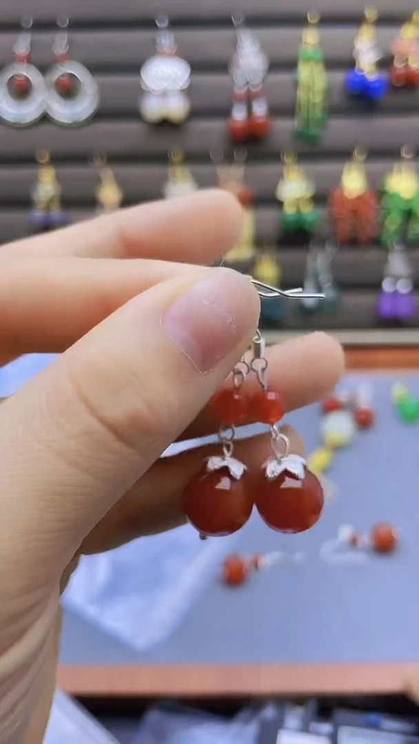 【闪购商品】南红玛瑙耳饰银S925镶嵌309000