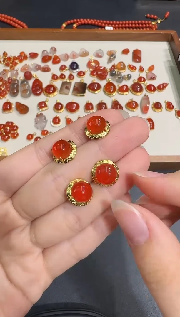 未镶嵌耳饰南红玛瑙X1204-223-105多样性一对
