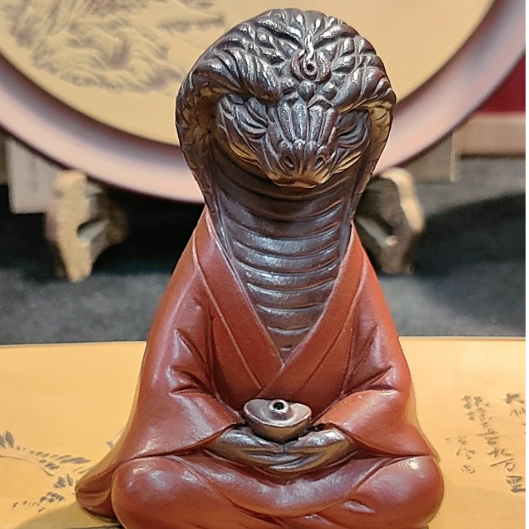 紫砂蛇仙茶宠茶台博古架玄关摆件