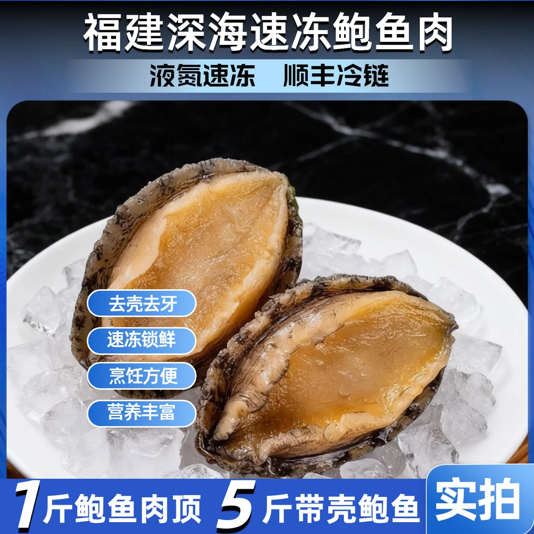 新鲜速冻鲍鱼肉海捕特大号6-7厘米去壳活冻顺丰冷链包邮试吃半包
