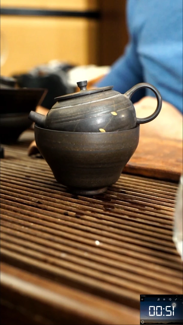 细陶泥手工锔钉壶150毫升送大杯