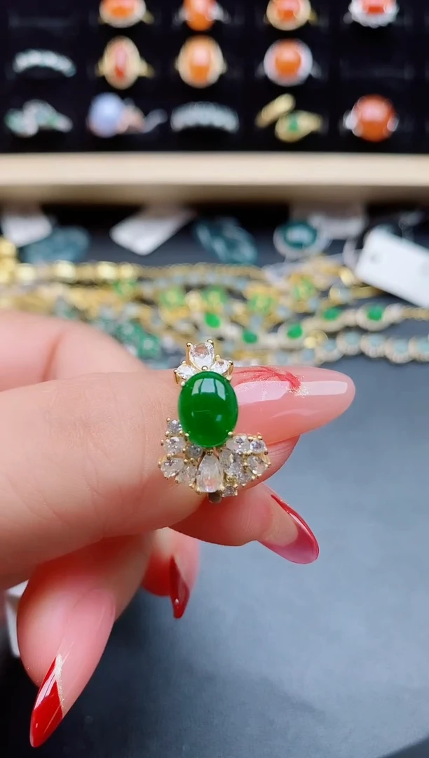 【闪购商品】翡翠戒指银S925镶嵌12121