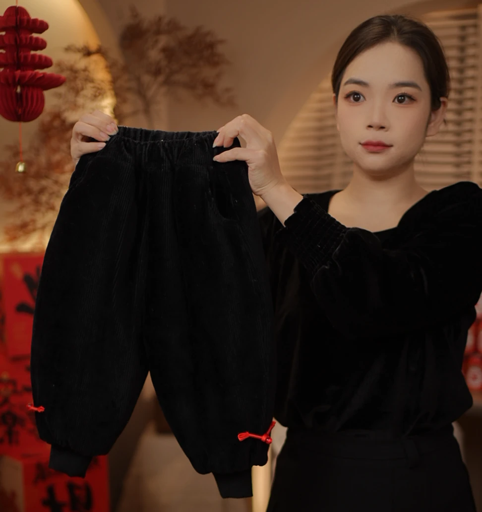 儿童秋冬季新款百搭时尚休闲加绒加厚韩版中小童裤子LL24187