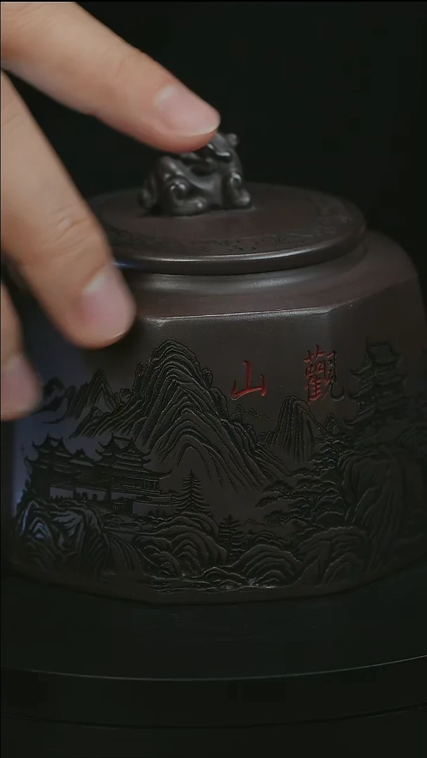 茶壶紫砂邹*练H1348李小琴紫泥八方宫灯