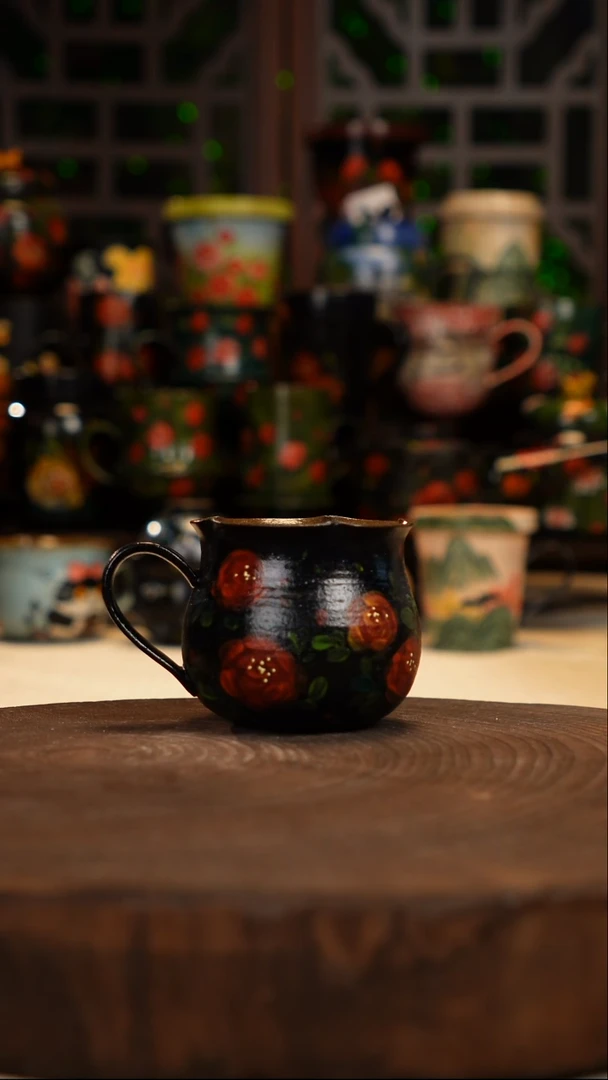 油画    手绘釉下彩杯子