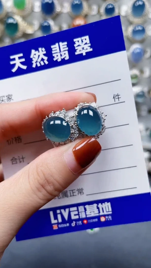 银S925镶嵌翡翠耳饰280