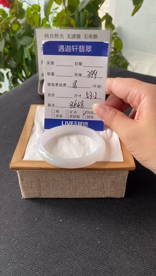 未镶嵌手镯翡翠53.2圈口B648编码
